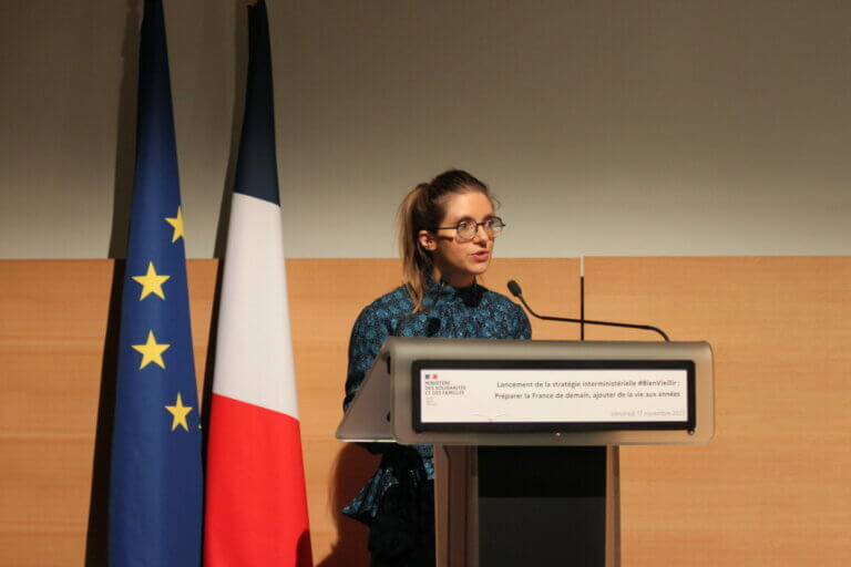 Aurore Bergé, Ministre des Solidarités et des familles - Lancement de la stratégie interministérielle Bien vieillir en novembre 2023